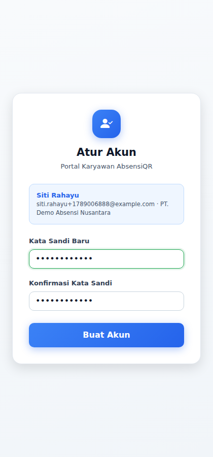 Halaman Atur Akun dengan kata sandi terisi